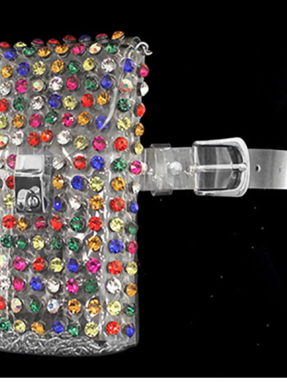 Nicole Clear Multi-Color Rhinestone Phone Crossbody Bag - Approx. 4.5 x 7 - Picture 4 of 12